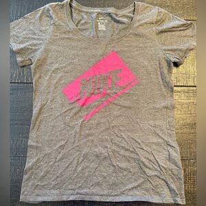 Nike Women’s Gray and‎ Pink Logo T-Shirt